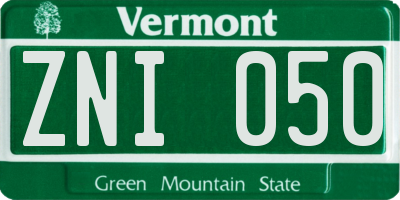 VT license plate ZNI050