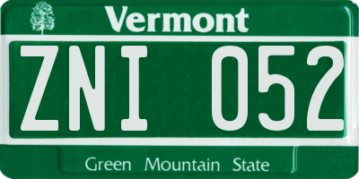 VT license plate ZNI052