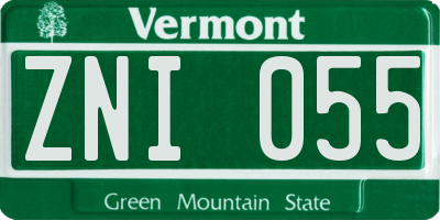 VT license plate ZNI055