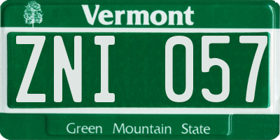 VT license plate ZNI057