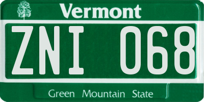 VT license plate ZNI068