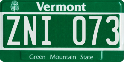 VT license plate ZNI073