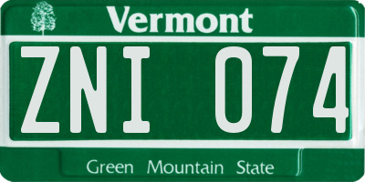 VT license plate ZNI074