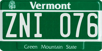 VT license plate ZNI076