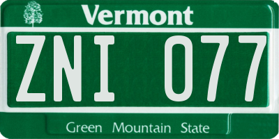 VT license plate ZNI077