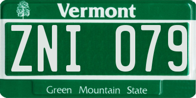 VT license plate ZNI079