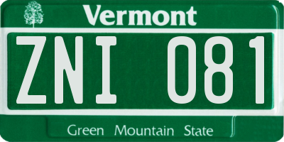 VT license plate ZNI081