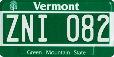 VT license plate ZNI082