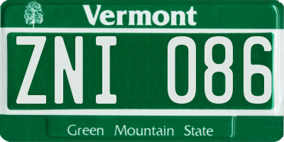 VT license plate ZNI086