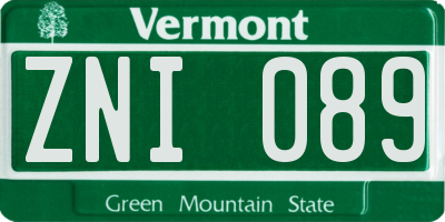 VT license plate ZNI089
