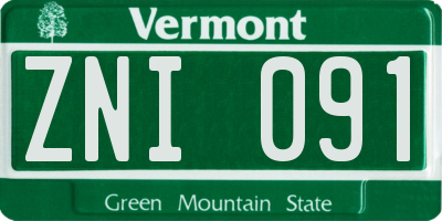 VT license plate ZNI091