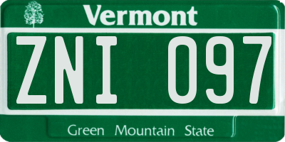 VT license plate ZNI097