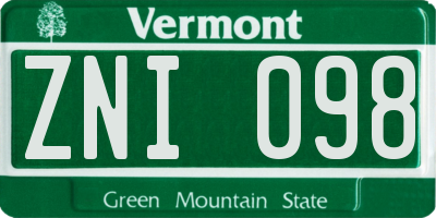 VT license plate ZNI098