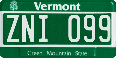VT license plate ZNI099