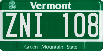 VT license plate ZNI108