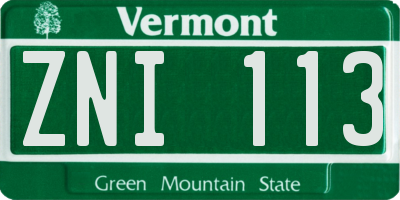 VT license plate ZNI113
