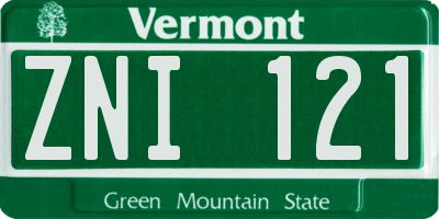VT license plate ZNI121