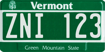 VT license plate ZNI123