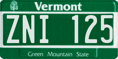 VT license plate ZNI125
