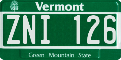 VT license plate ZNI126