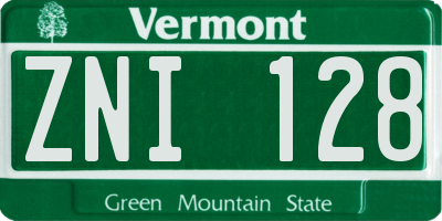 VT license plate ZNI128