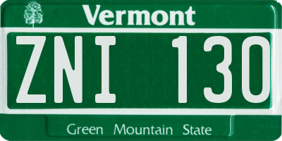 VT license plate ZNI130