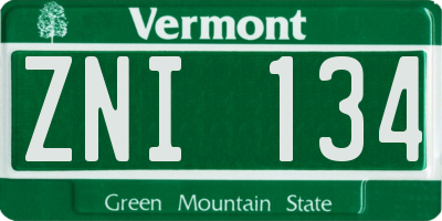 VT license plate ZNI134