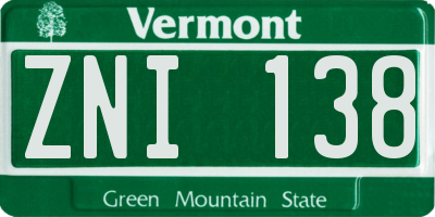 VT license plate ZNI138