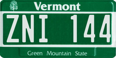 VT license plate ZNI144