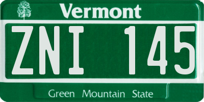 VT license plate ZNI145