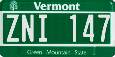 VT license plate ZNI147