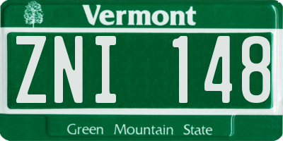VT license plate ZNI148