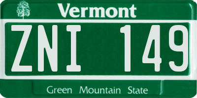 VT license plate ZNI149
