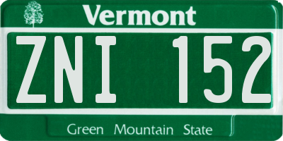 VT license plate ZNI152