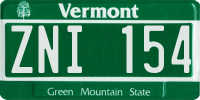 VT license plate ZNI154