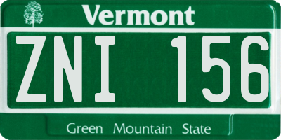 VT license plate ZNI156