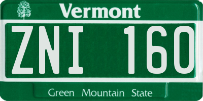 VT license plate ZNI160