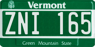 VT license plate ZNI165