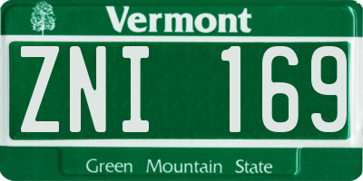 VT license plate ZNI169