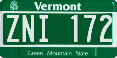 VT license plate ZNI172