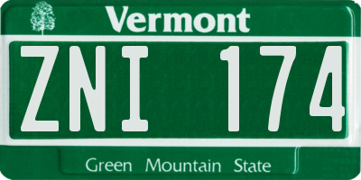 VT license plate ZNI174
