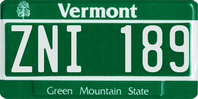 VT license plate ZNI189