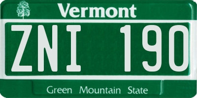 VT license plate ZNI190