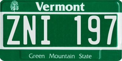 VT license plate ZNI197