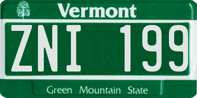 VT license plate ZNI199