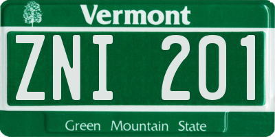 VT license plate ZNI201