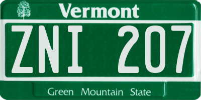 VT license plate ZNI207