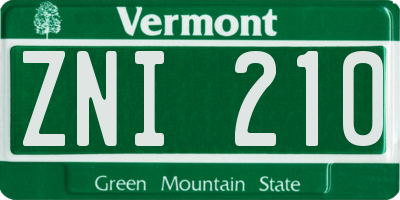 VT license plate ZNI210