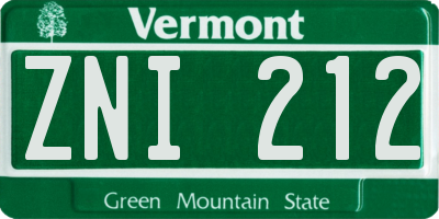 VT license plate ZNI212