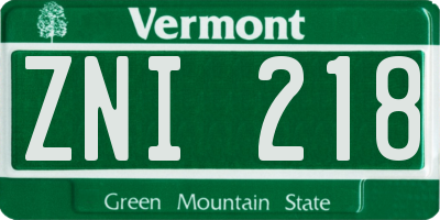 VT license plate ZNI218